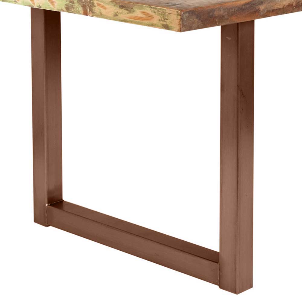 Shabby Chic Recyclingholz Tisch Elastian mit Stahl Antik-Braun