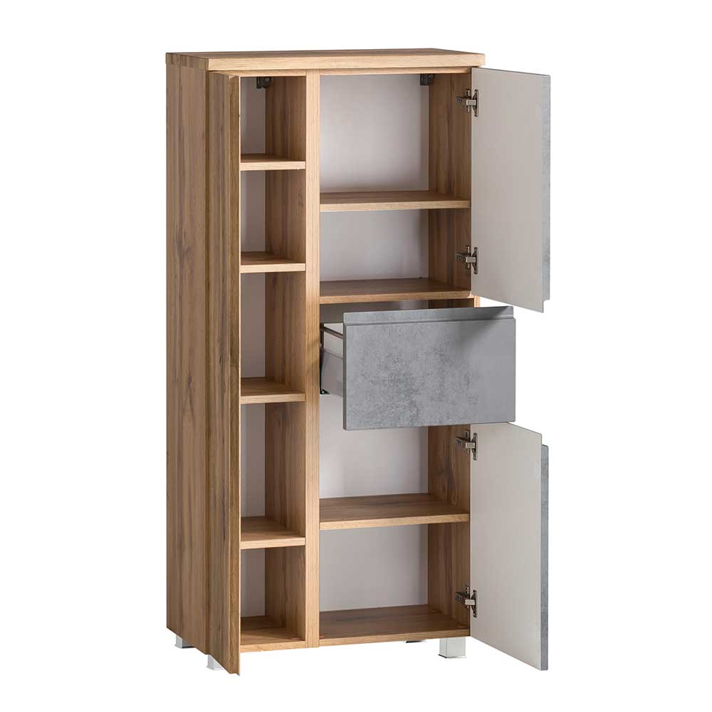 Midi Badschrank - 3-türig & Schublade - Mia I
