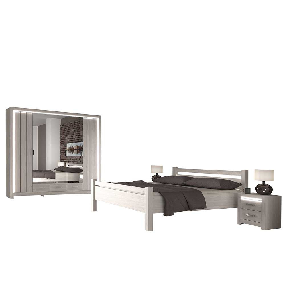 Set Schlafzimmer Möbel in Weiß Holz Optik - Ektado (vierteilig)