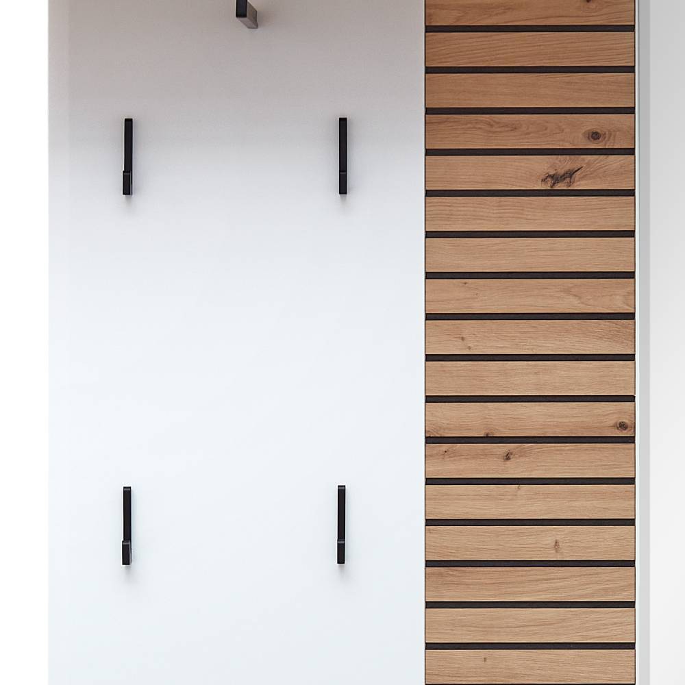 Wandgarderobe mit Spiegel in Weiß - Niam