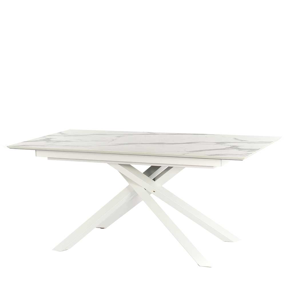 Ausziehbarer Dekor Marmor Tisch in Weiß Grau - Javirella