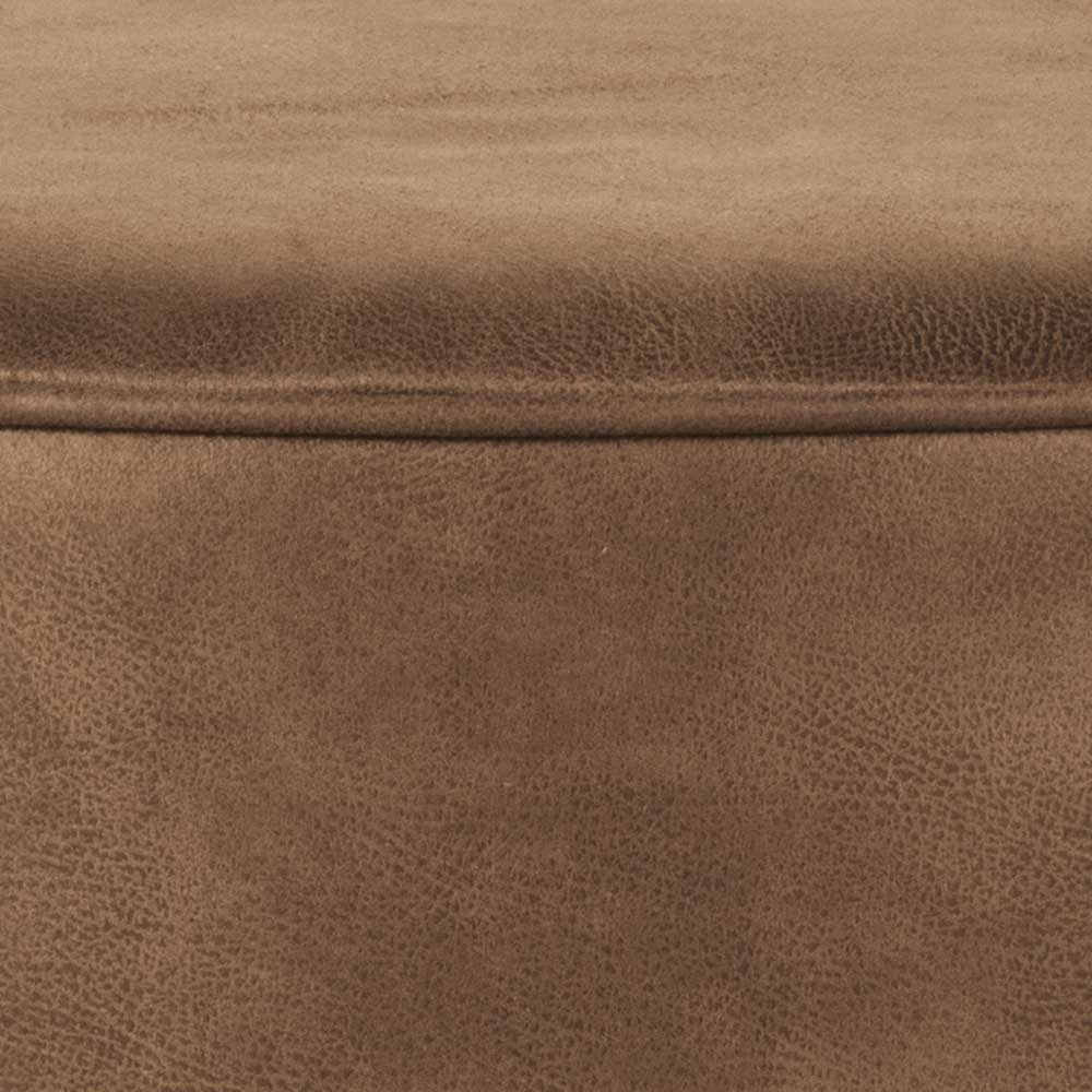 Brauner Microfaser Hocker Detail der seitlichen Ziernaht – Convilla