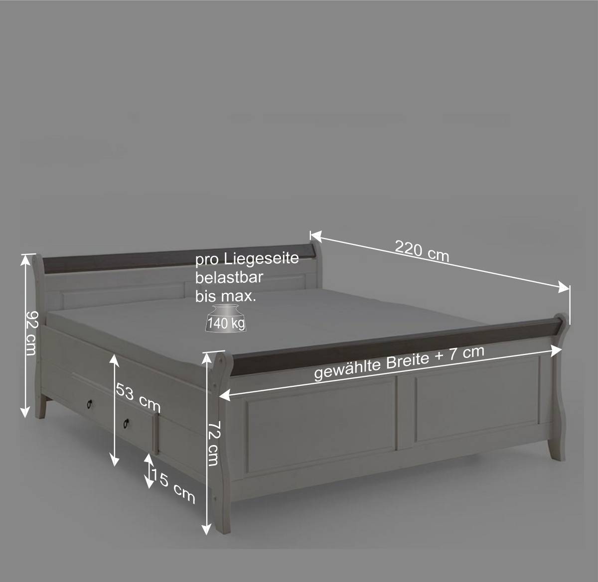 Schlafzimmer Komplettset Caneon im Landhausstil (vierteilig)