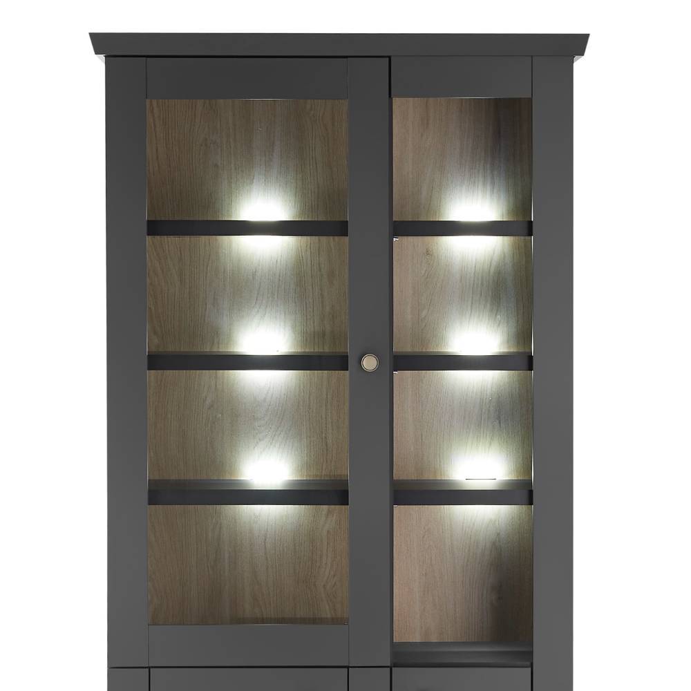 Modern Country Vitrine in Mattschwarz - Lulumo
