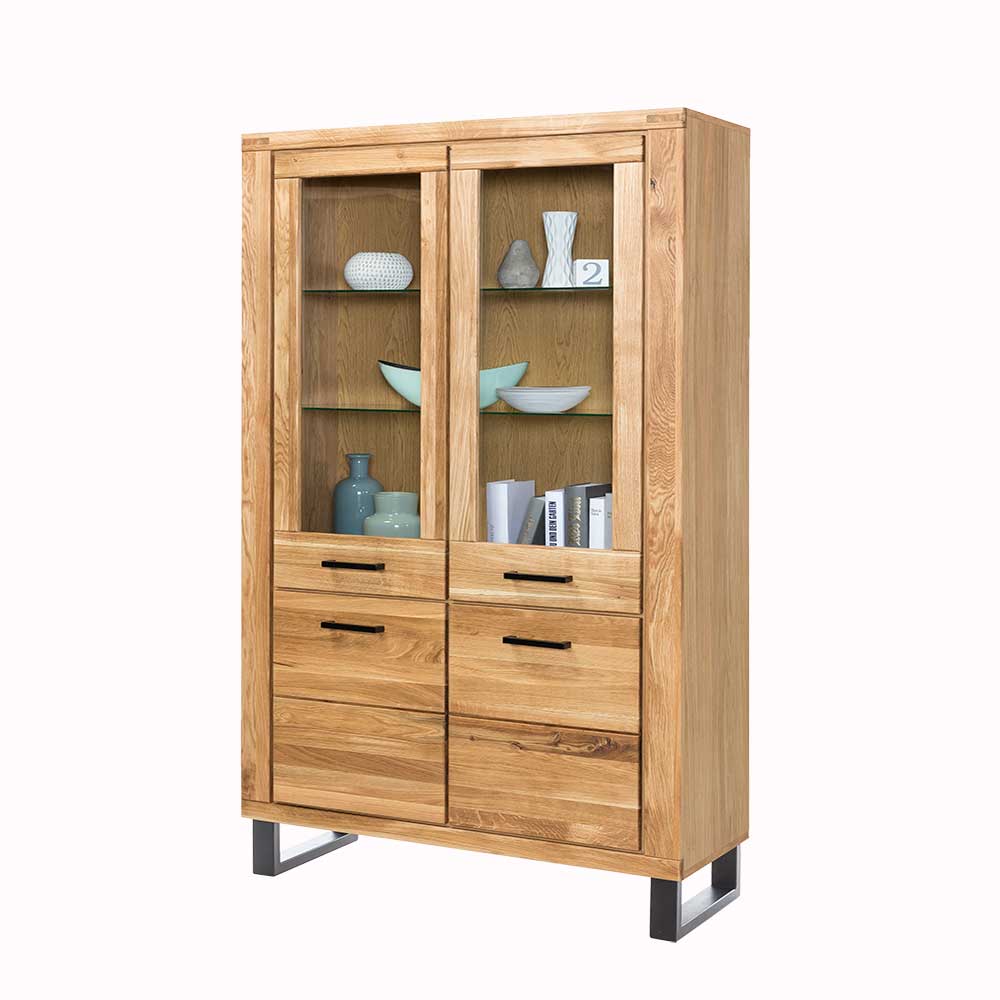 Loft Vitrinenschrank in teilmassiver Wildeiche - Arello