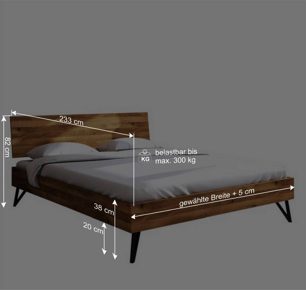 Holzbett mit Überlänge 220 cm - Mandirov