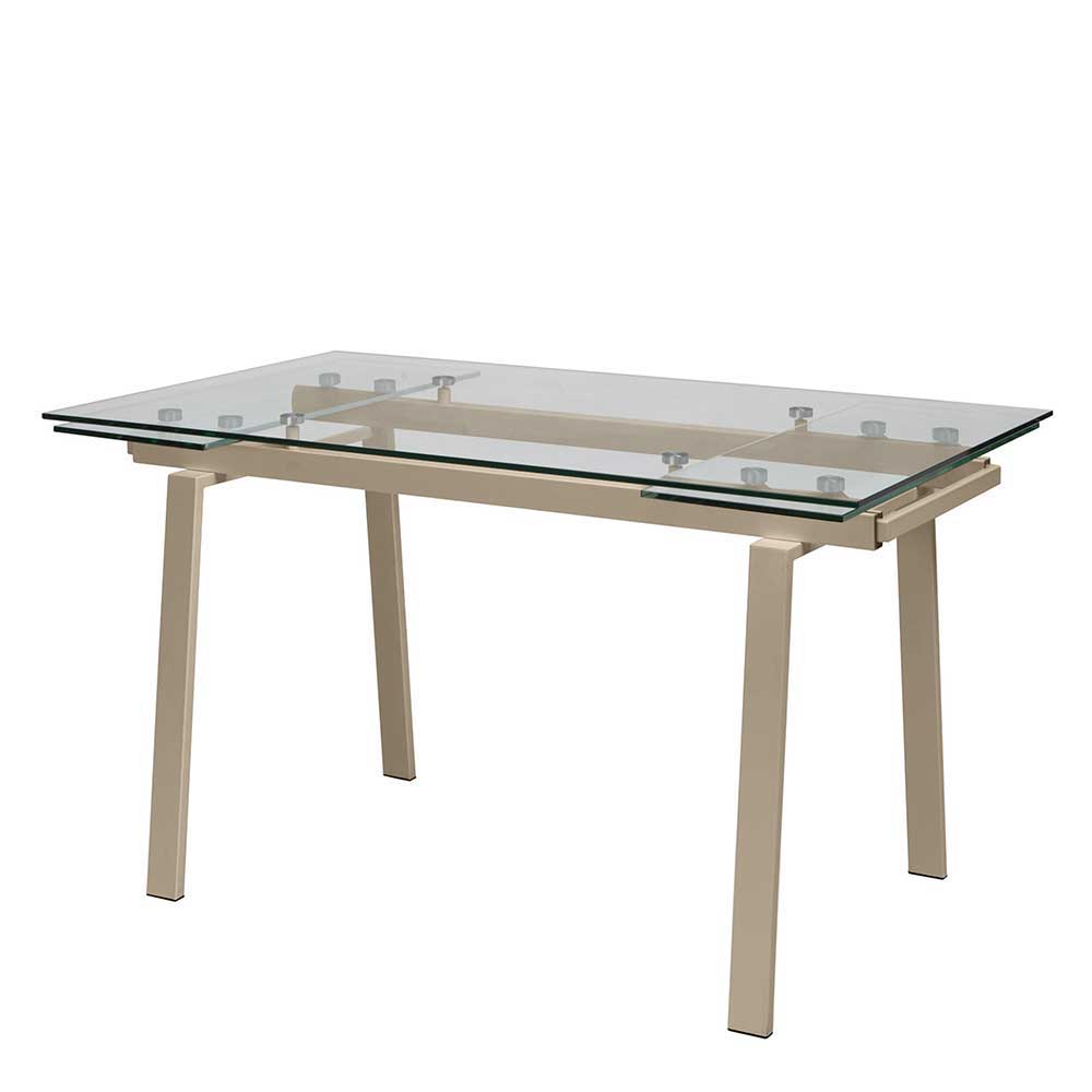 Ausziehbarer Tisch mit Glasplatte Omga & Gestell Taupe