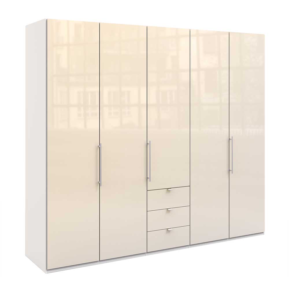 Designer Kleiderschrank mit Glasbeschichtung Creme - Zidarie