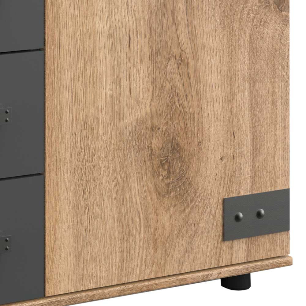 Holzsideboard Ecke unten rechts mit schwarzem Fuß und Beschlag – Enegal