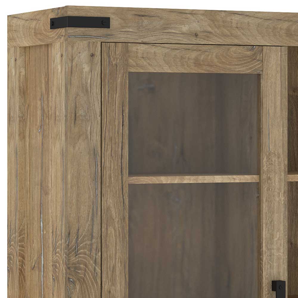 Highboard in Eiche Dunkel mit Glaseinsatz - Hilary