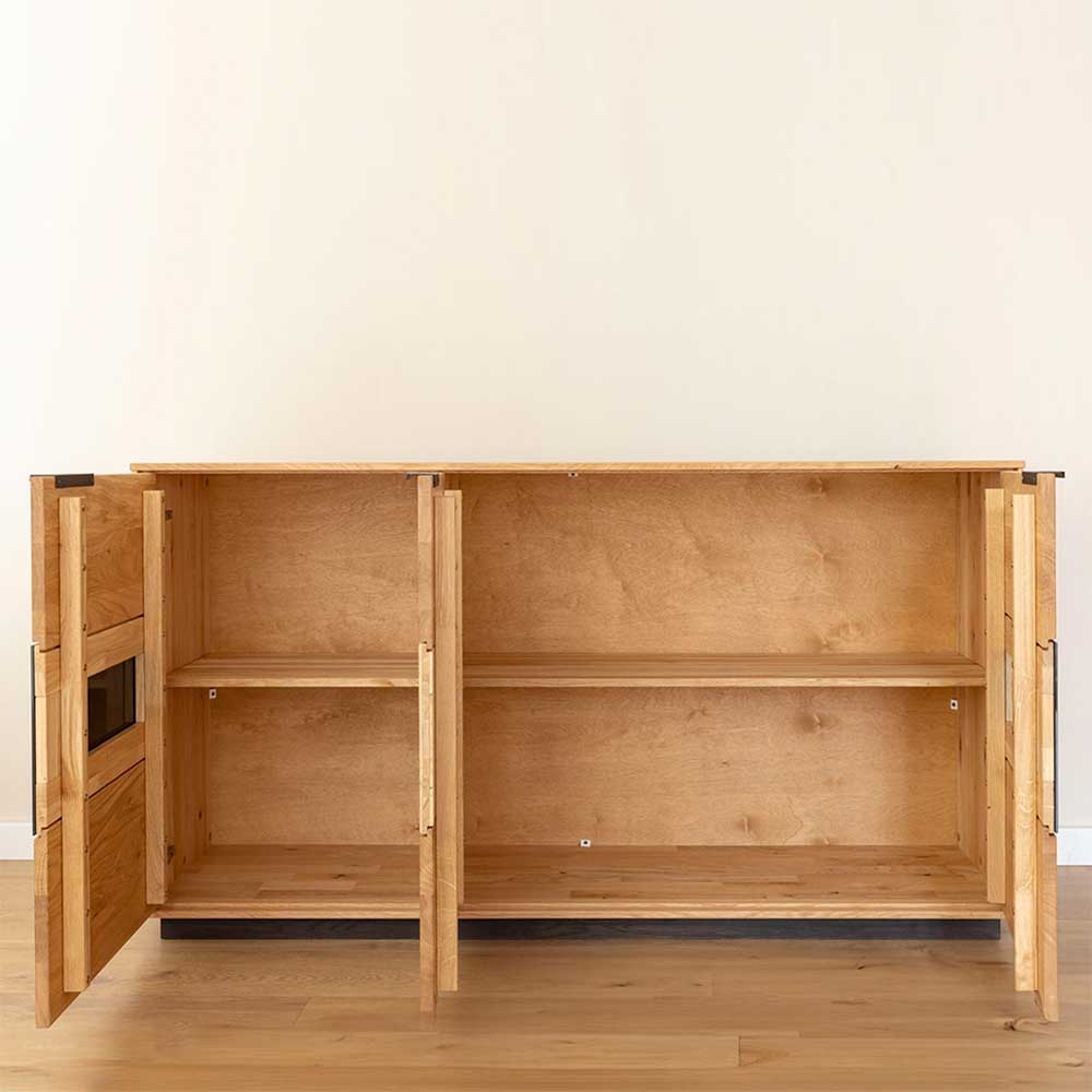 Design Sideboard aus Eiche und Glas - Masicuri