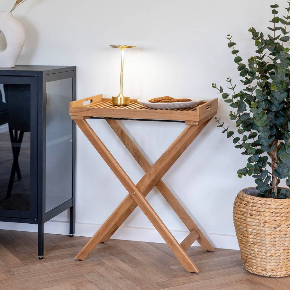 Tablett Tisch aus Teak Massivholz - Muldivian
