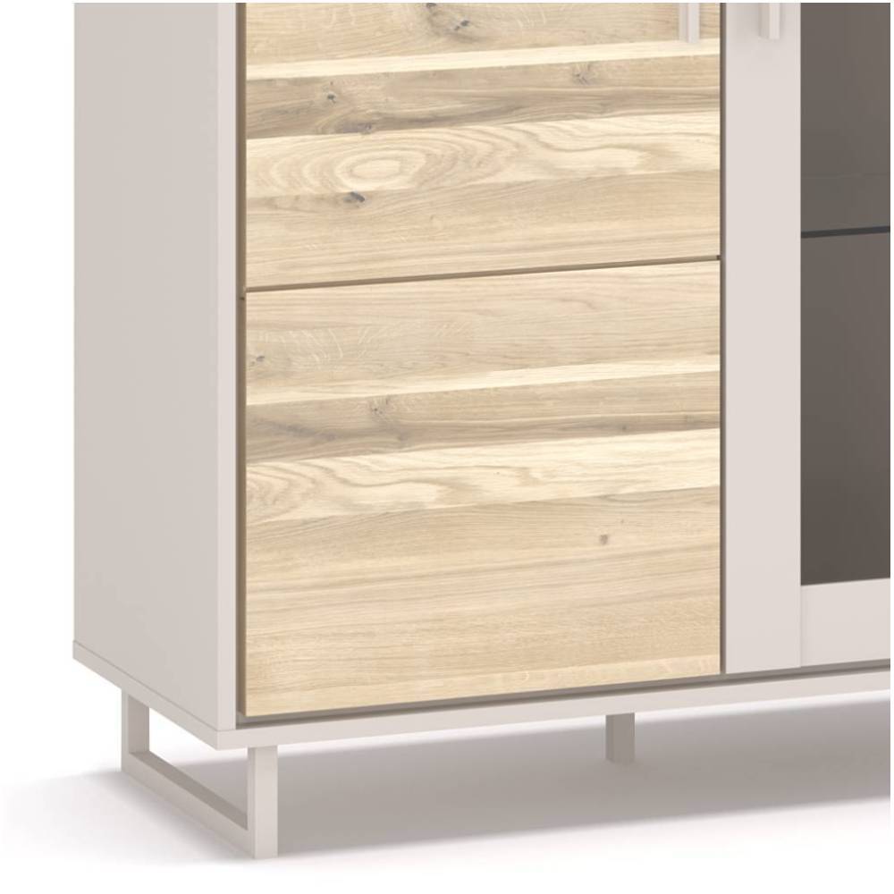 2-türige Highboard Vitrine in Kreideweiß - Loca