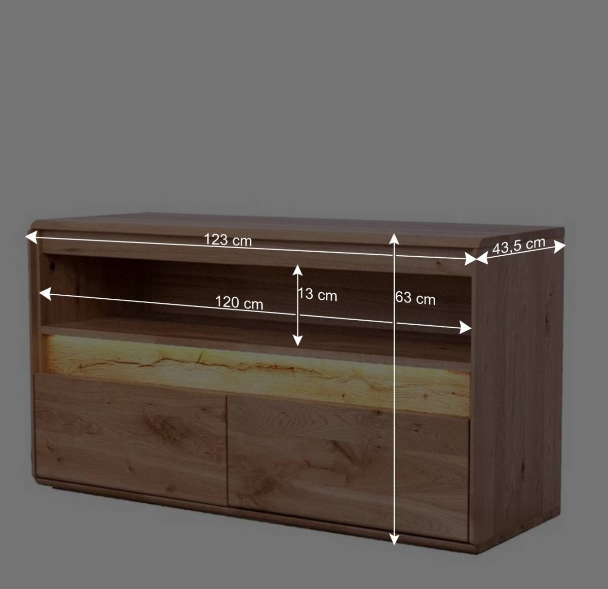 Wildeiche Wohnzimmer Möbel Wohnwand - Acmida (vierteilig)