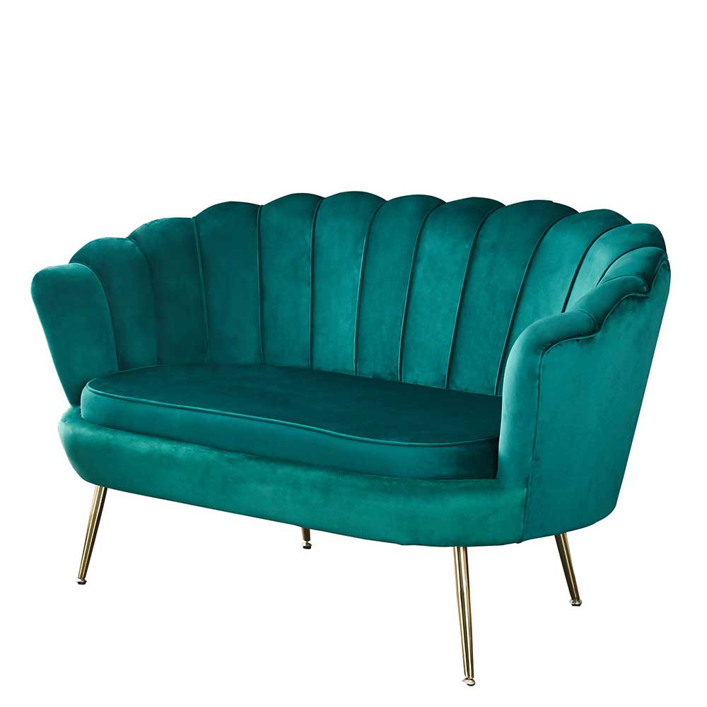 Muschel Design Sofa in Grün & Gold - Pirivanus