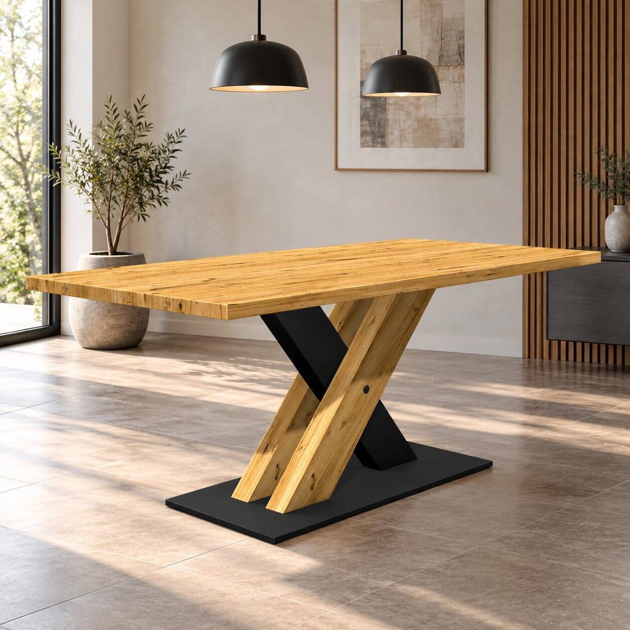 Tisch auf Säulengestell im X-Design - Chancy