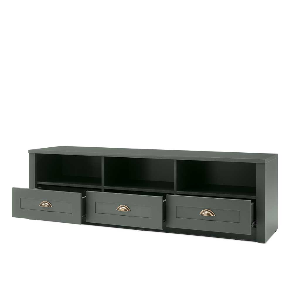 158x47x43 Landhaus TV Board in Dunkelgrün - Niestov