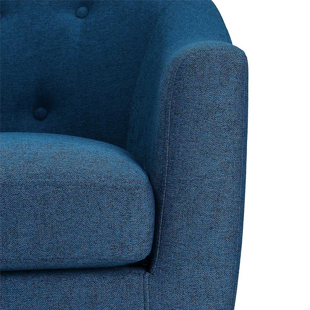 Retro Sessel in Blau und Walnuss Braun - Enlina