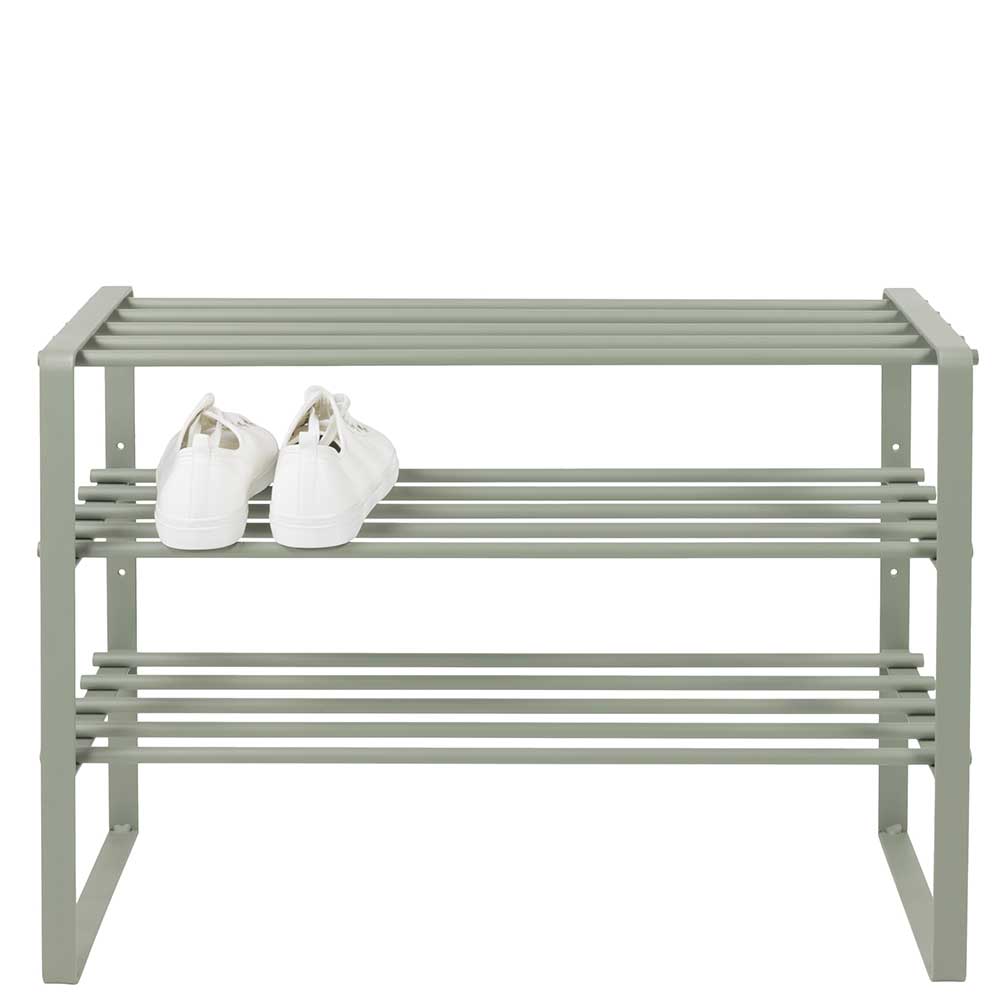 70x49x29 Schuhregal aus Stahl in Graugrün - Citro