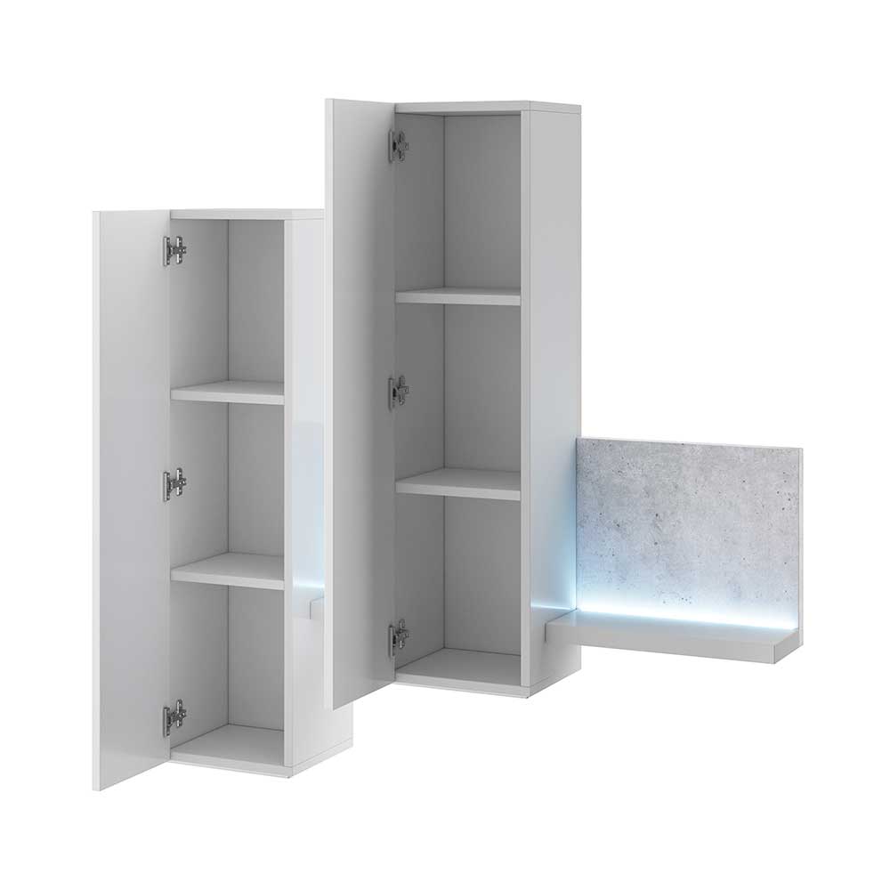 Designer TV Anbauwand in Betonoptik - Venatio (dreiteilig)