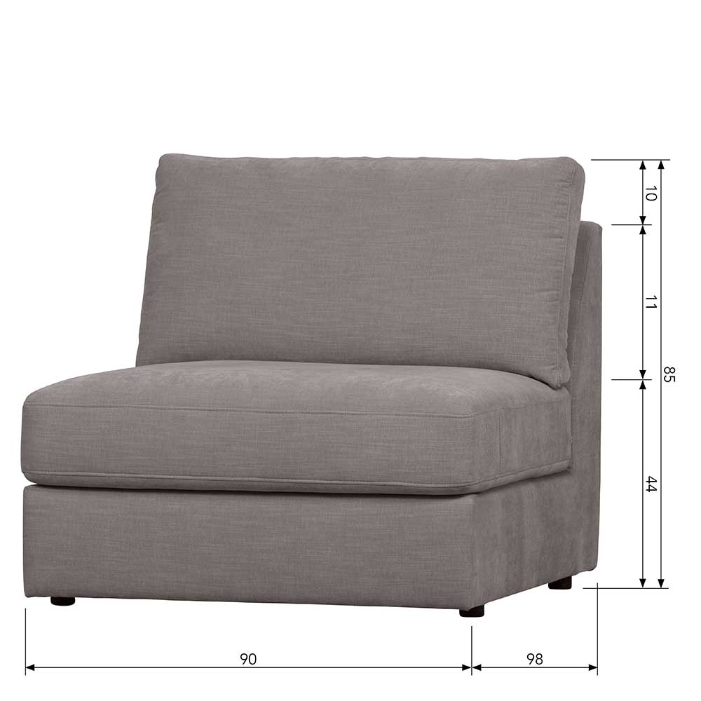 Modulsofa Einsitzer in Grau Stoff - Gregg