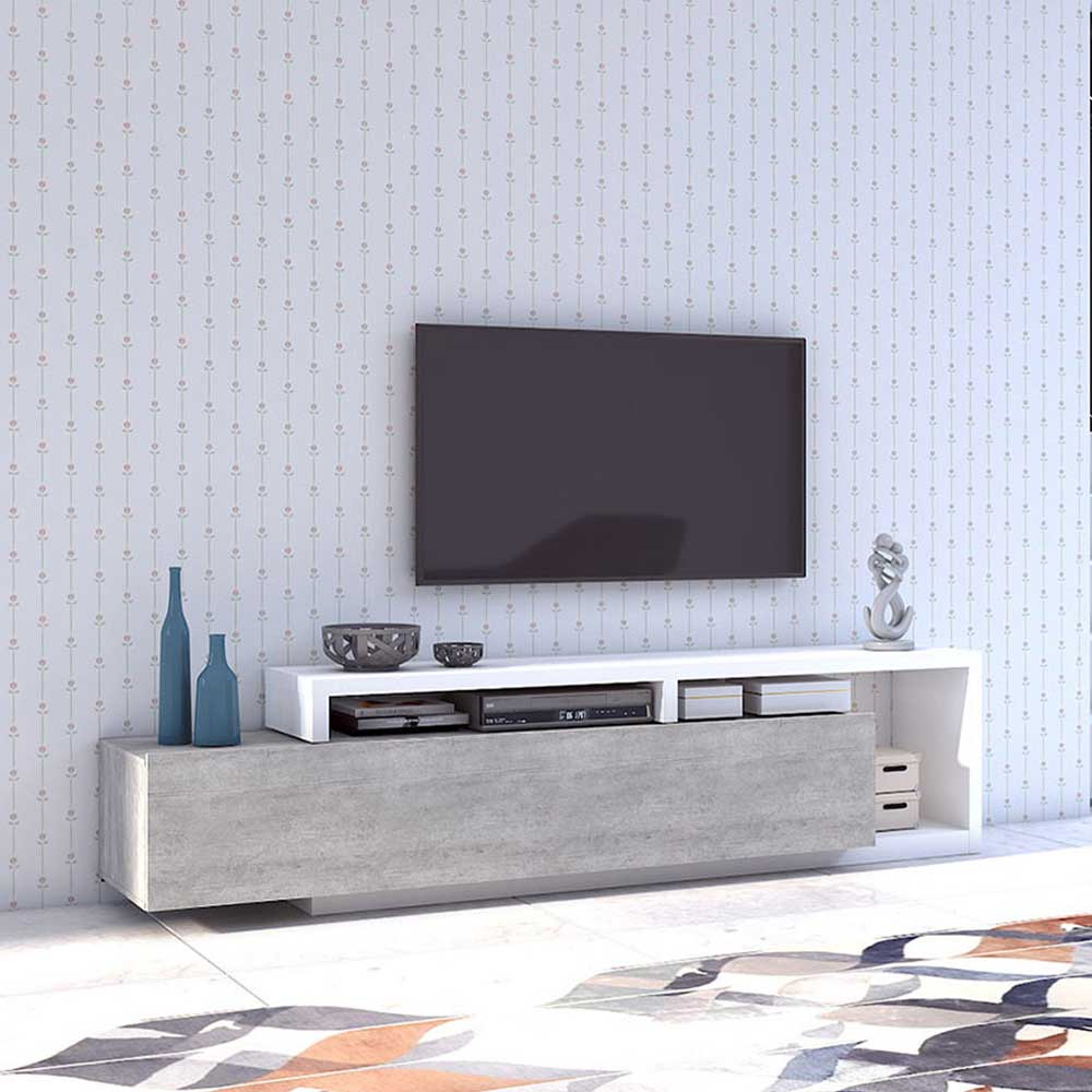 Designer TV Anbauwand in Betonoptik - Venatio (dreiteilig)