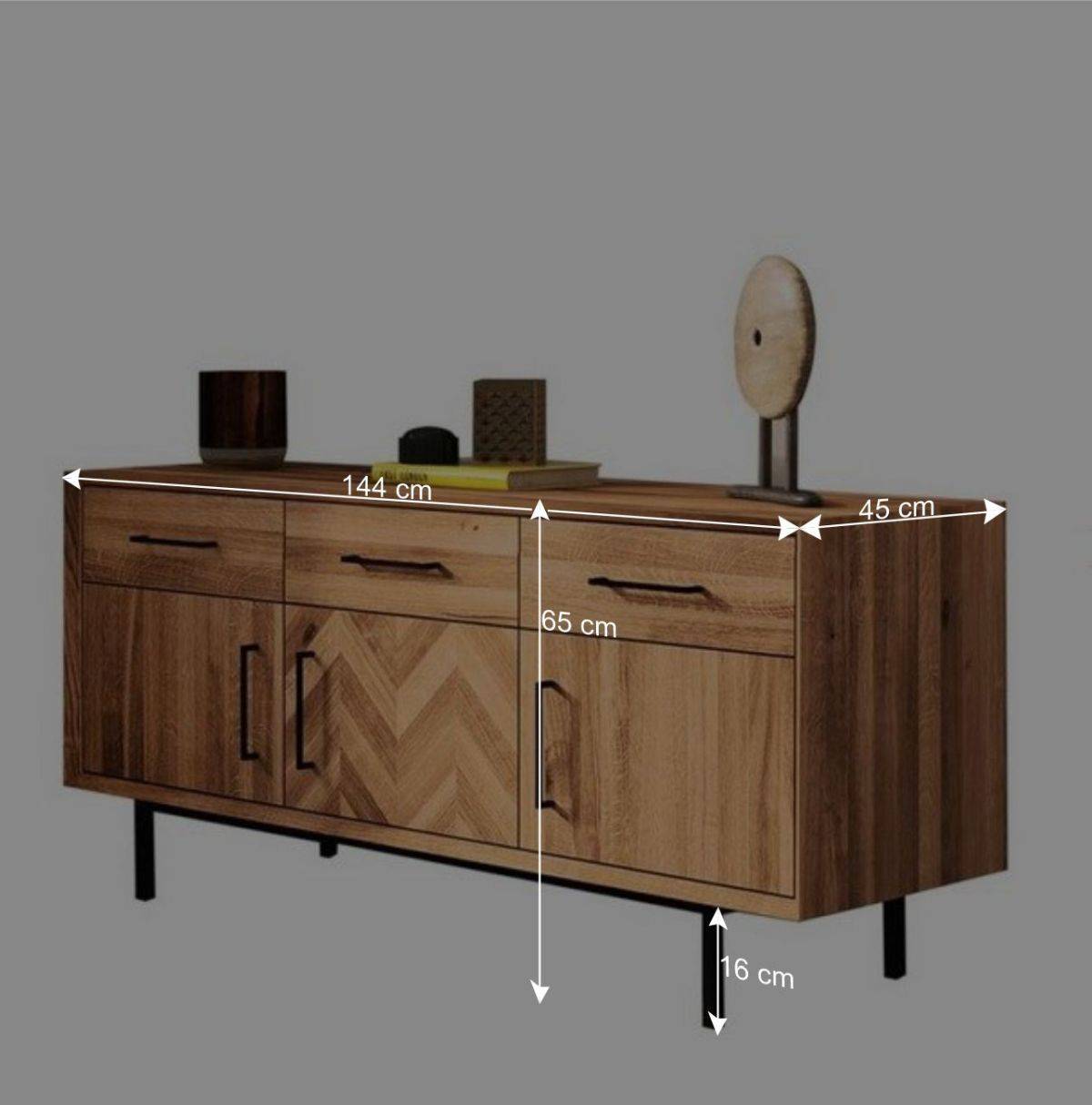 65 cm hohe Kommode mit Türen & Schubladen - Kerfa