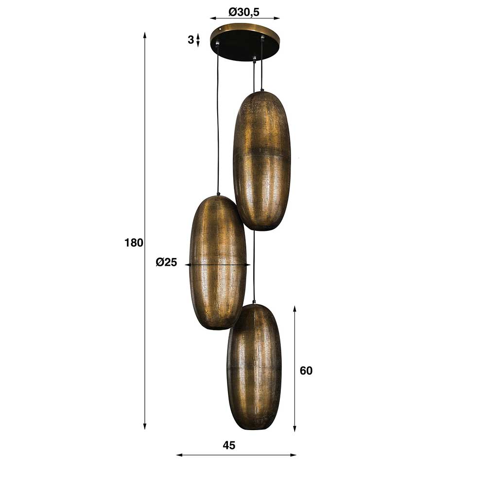 Designer Pendelleuchte in Bronze aus Metall - Cazaja