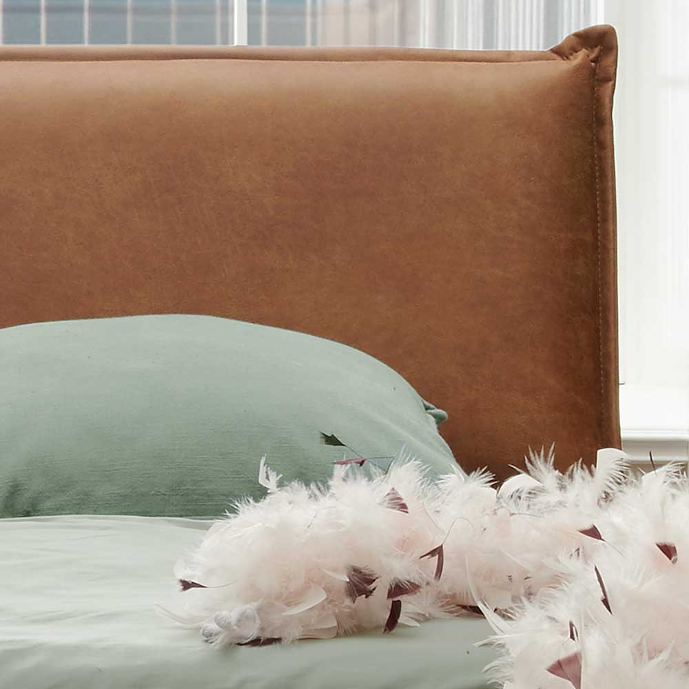 Loft Bett aus Wildeiche mit Polsterkopfteil - Yunves