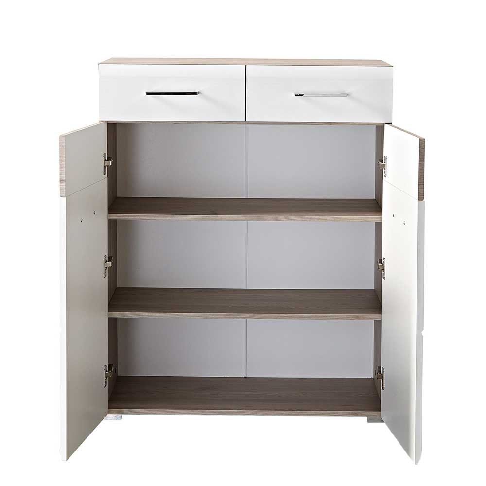 Flur Schuhschrank Brosgo in Weiß Silbereiche