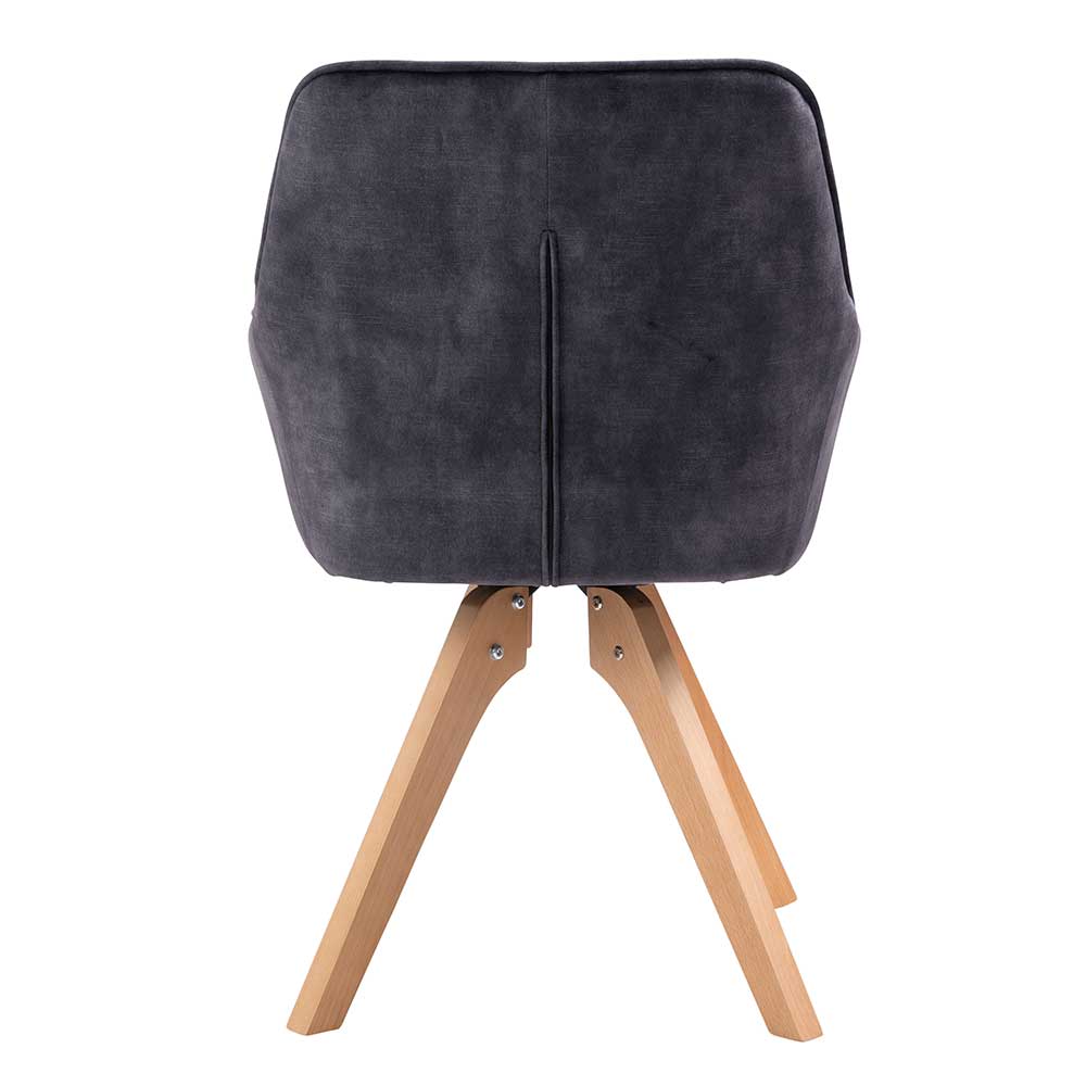Esstisch Sessel in Schwarz Vintage Samt - Coolia