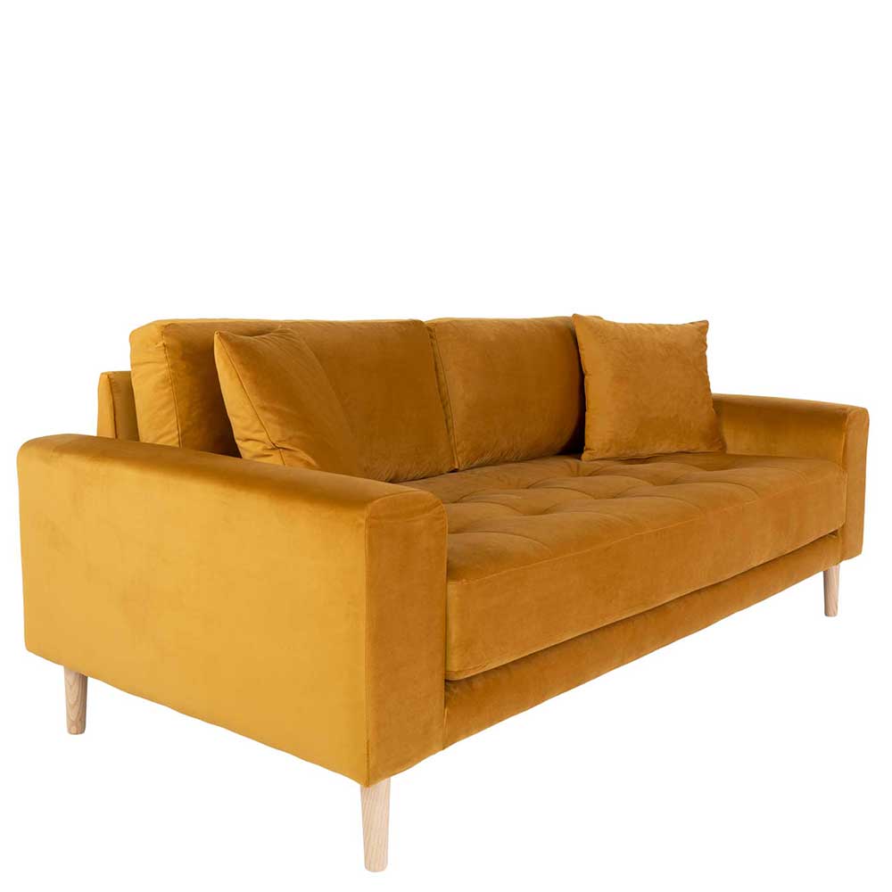 2,5 Sofa in Gelb Samt - Plural