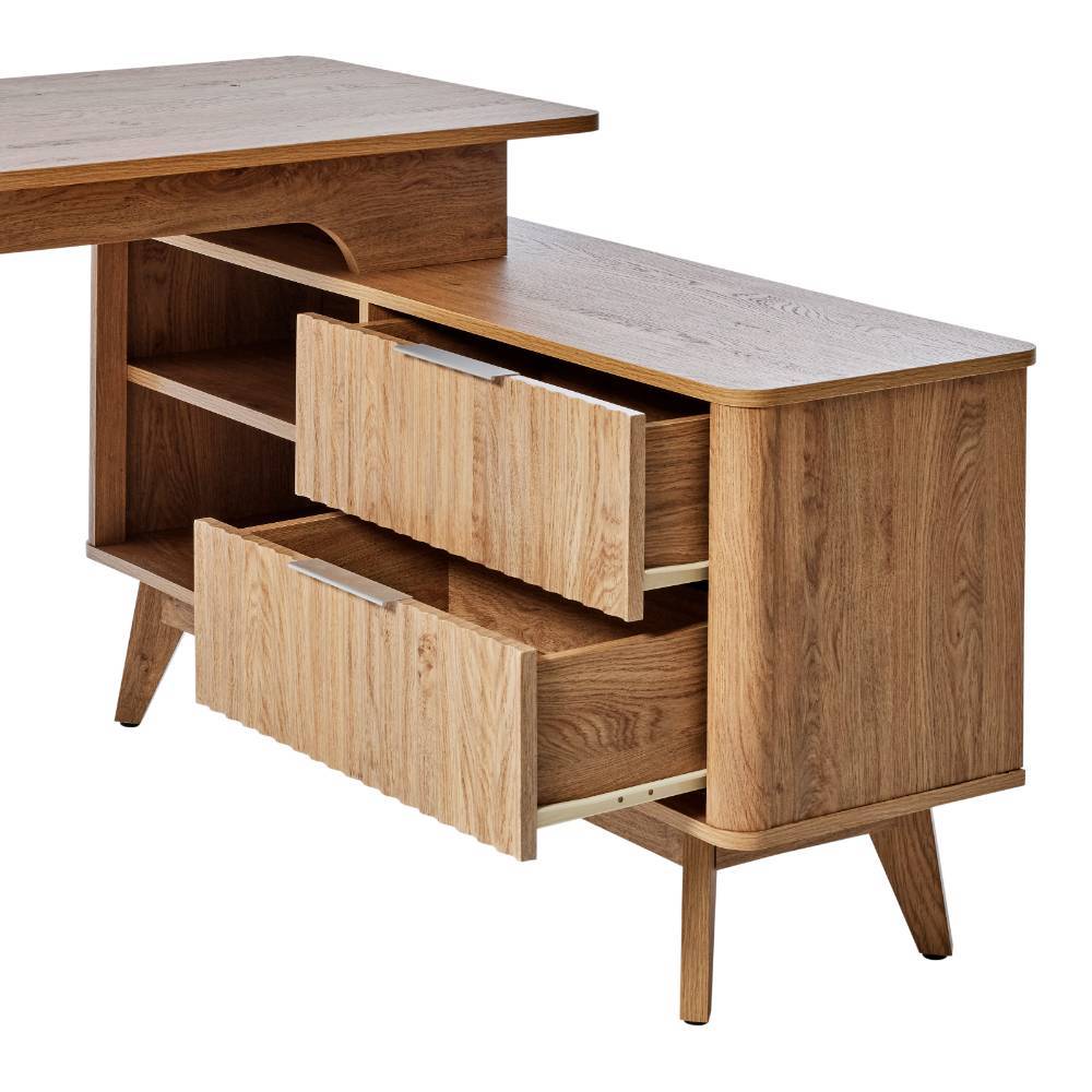 Schreibtisch mit Seitenregal in Eiche Optik - Standing
