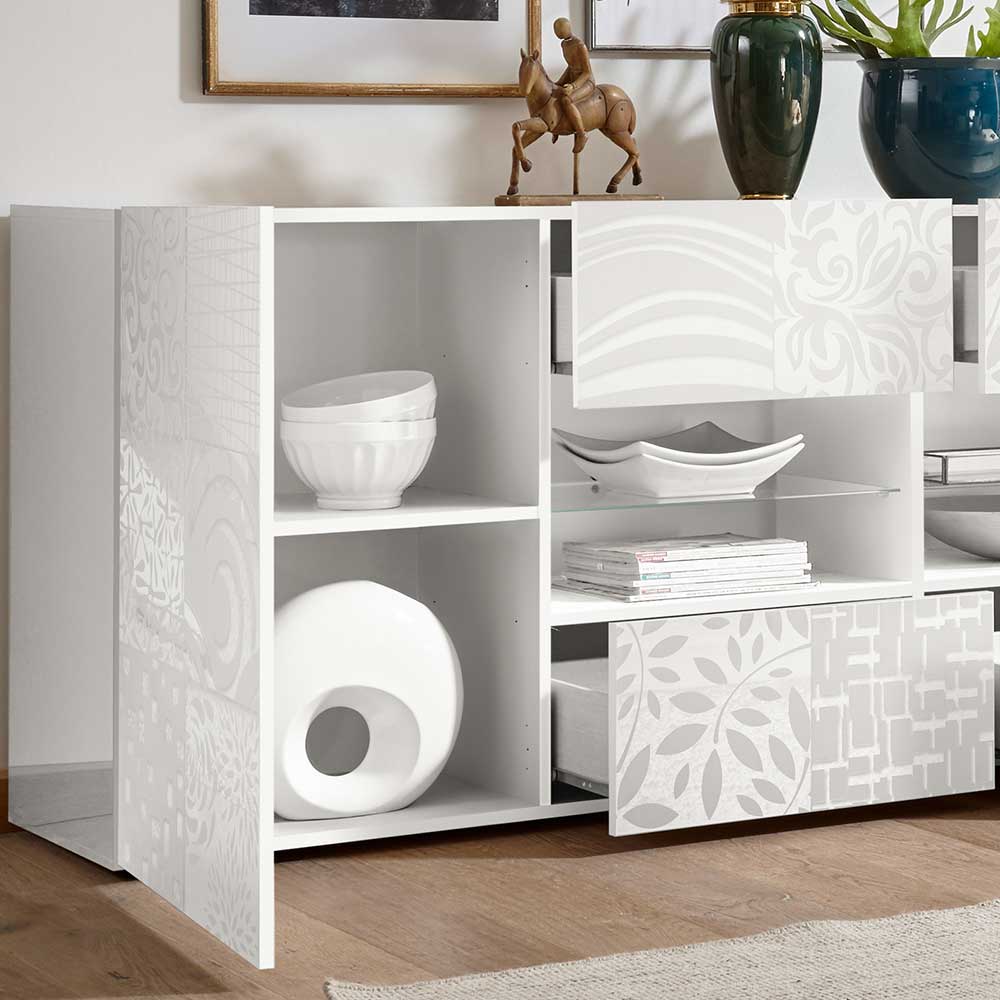 Weißes Hochglanz Sideboard 241 cm breit - Vascaub