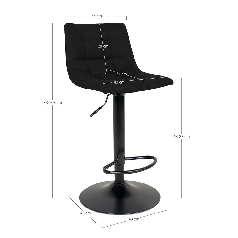 Samt Barstühle durch Gasdruck verstellbar - Rivagos (2er Set)