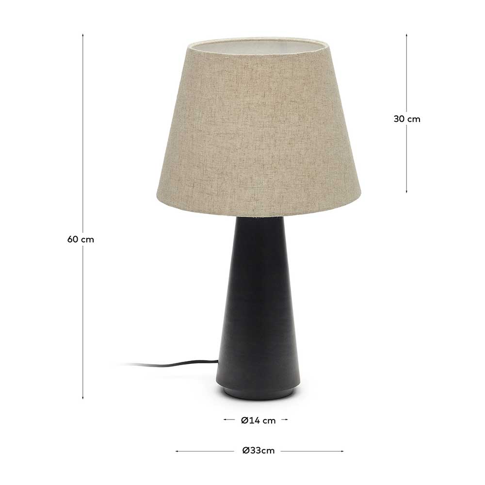 Skandi Tischleuchte in Beige Stoff - Siorodo
