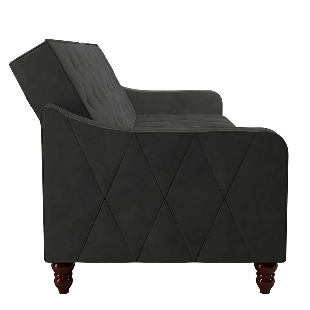 Samtsofa mit Bettfunktion in Dunkelgrau - Rubanina