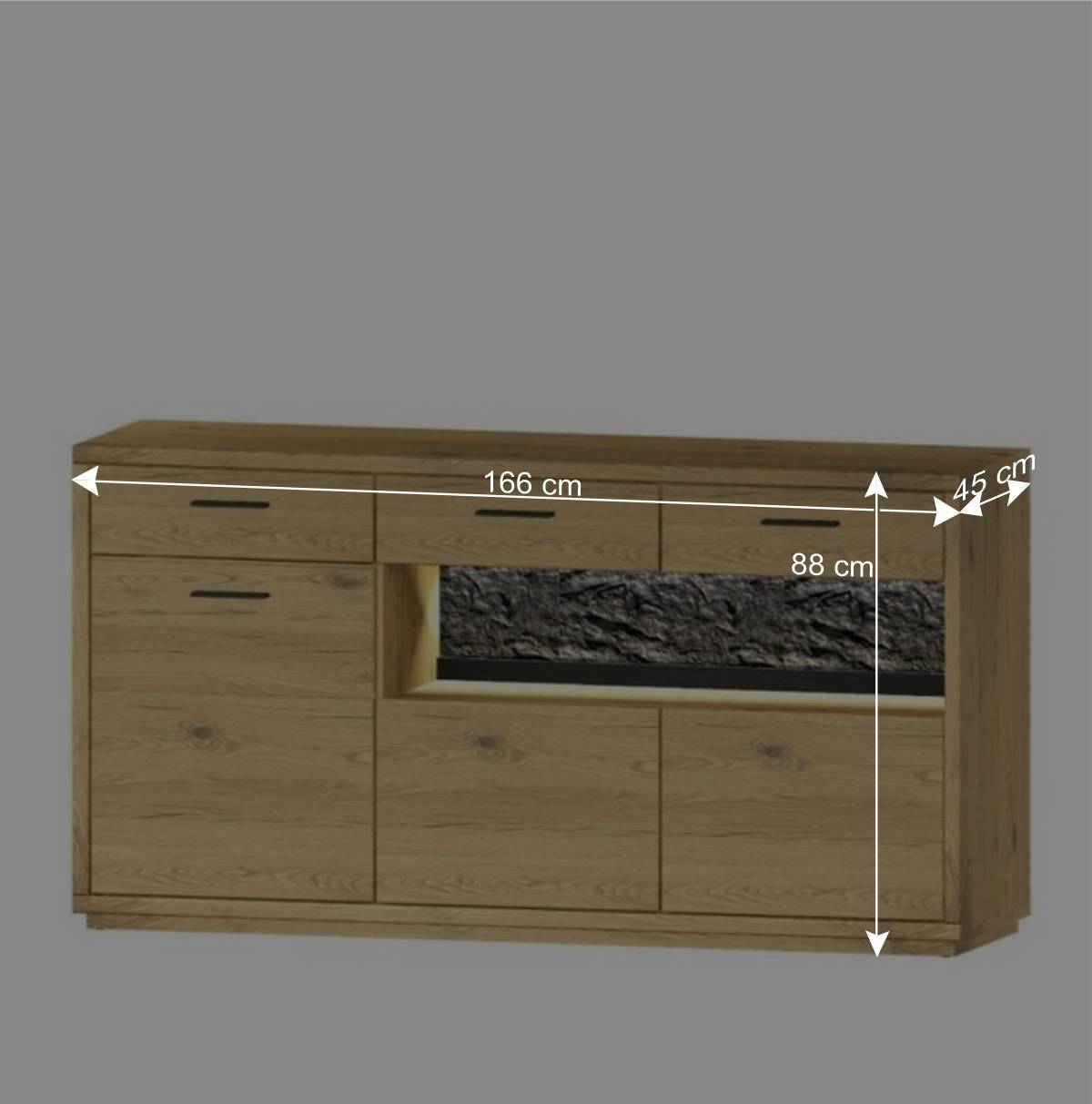 Massives Sideboard aus Wildeiche Massivholz - Friburgo