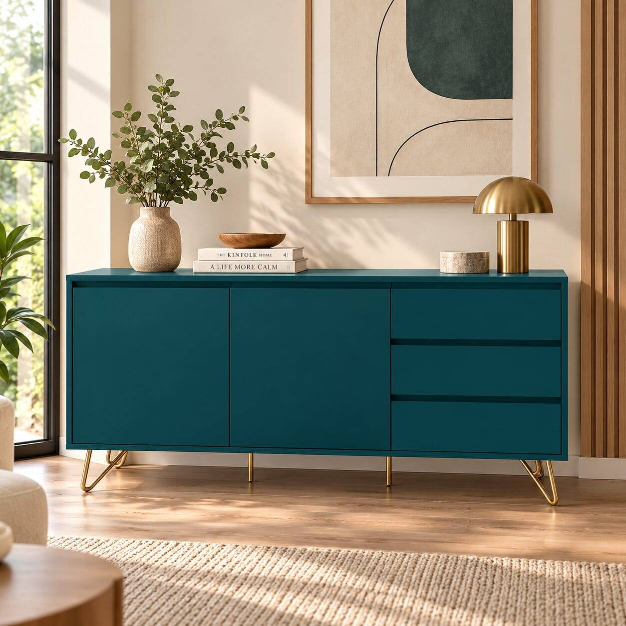 150x70x40 Sideboard in Petrol mit Hairpin Legs - Addictet