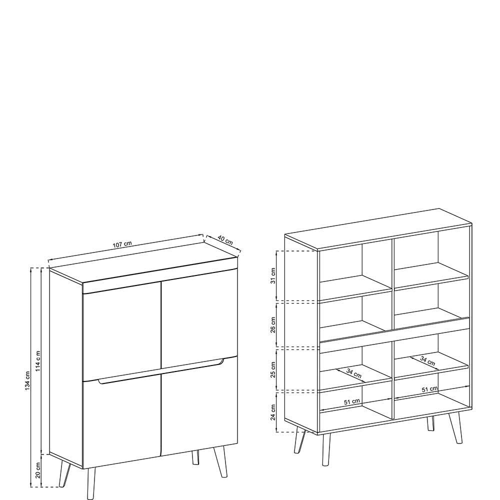 Skandinavische Wohnwand Möbel Set - Olcian (dreiteilig)