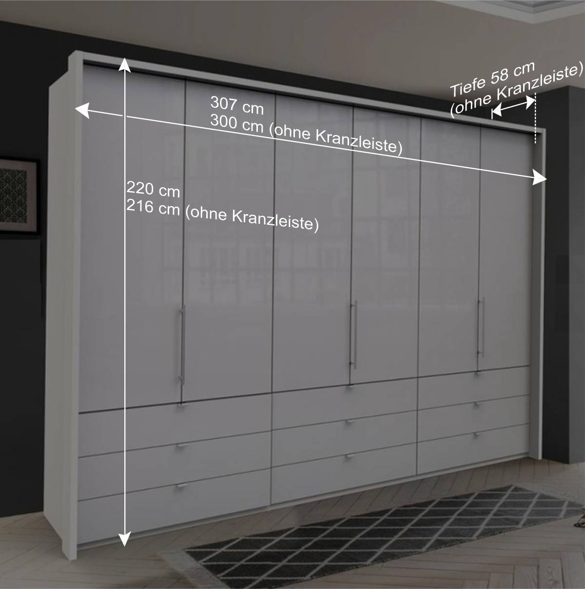 Design Kleiderschrank mit neun Schubladen - Dolienca