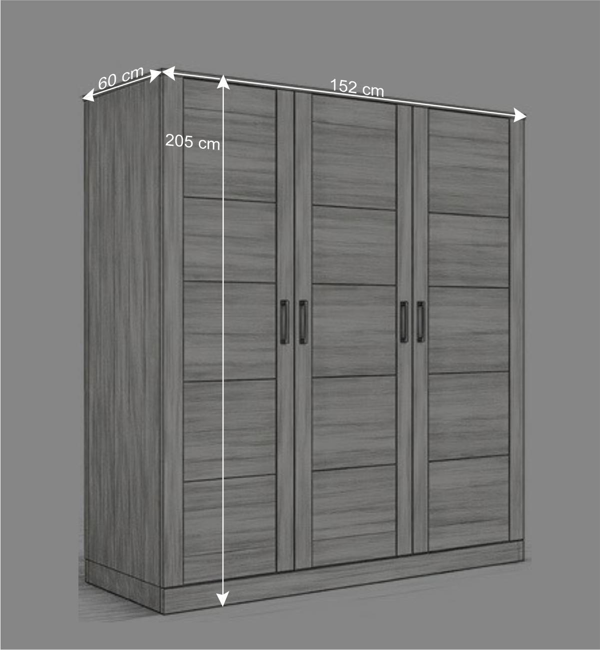 3-türiger Schlafzimmer Schrank teilmassiv - Bertora I