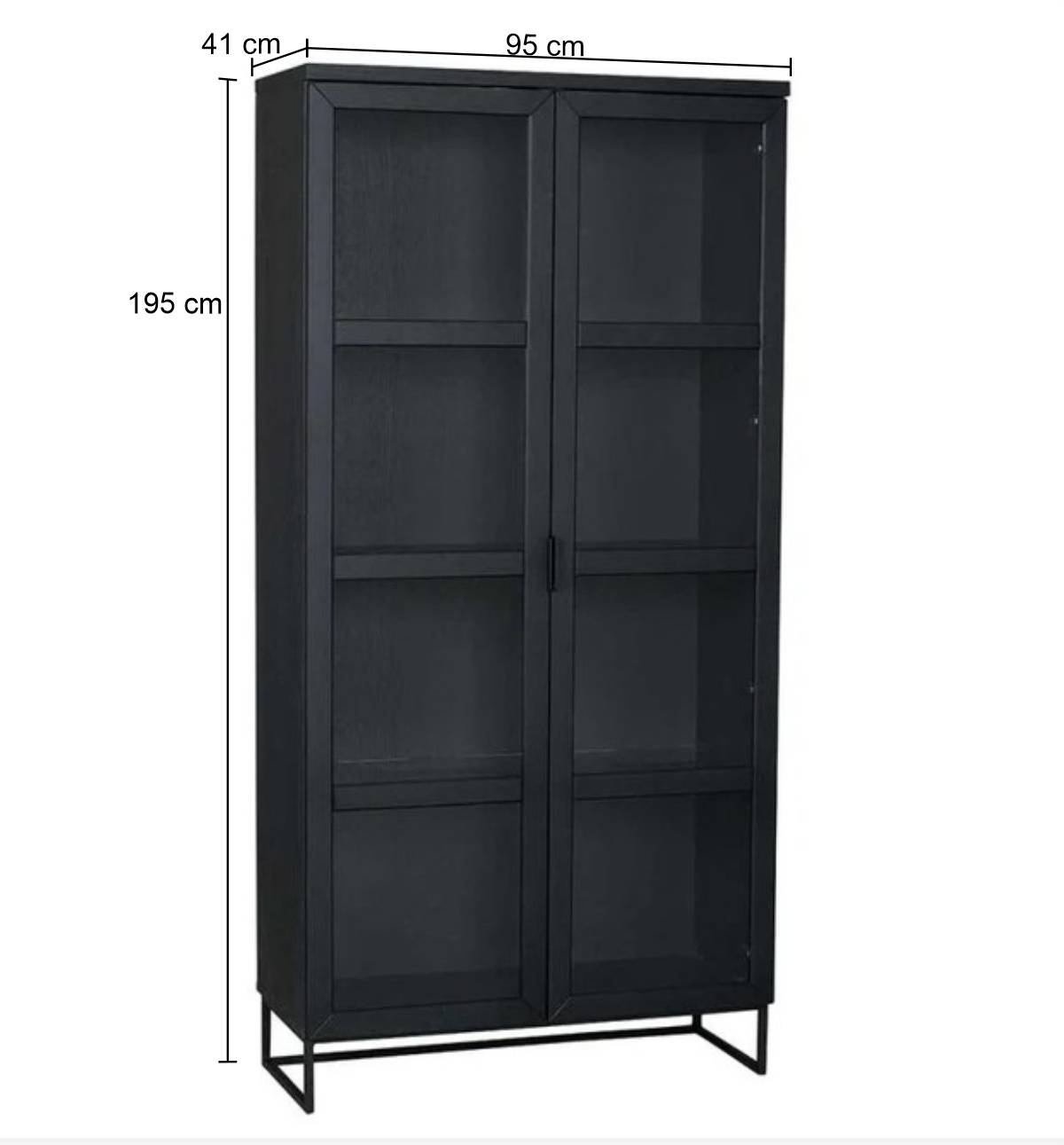 195cm hohe Industry Vitrine in Schwarz - Meciva