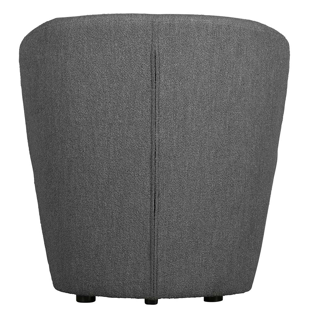 Eleganter Boucle Sessel dunkelgrau Rückansicht mit feiner Stofftextur – Negro