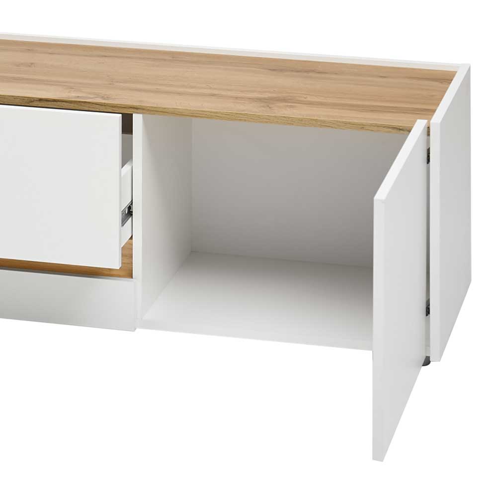 Design TV Board in Weiß & Wildeiche Optik - Nonessia