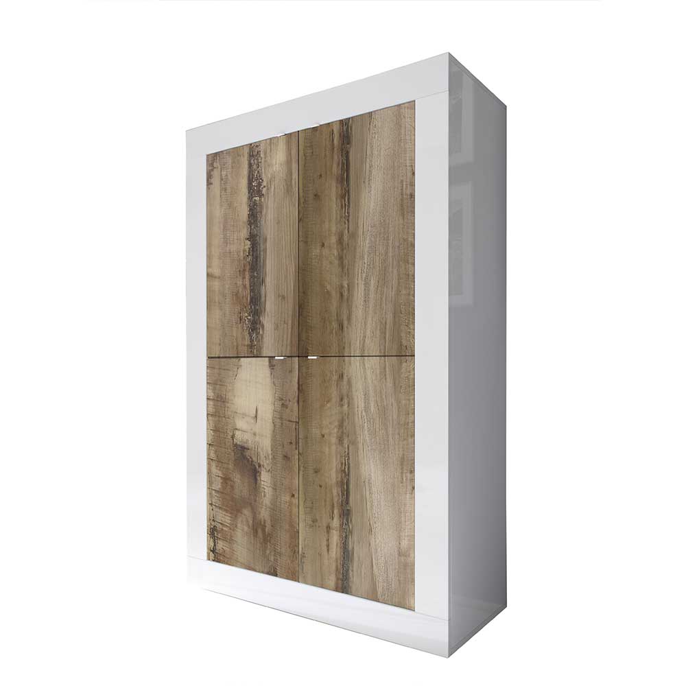 4-türiges Highboard in Holz verwittert NB - Olvenion