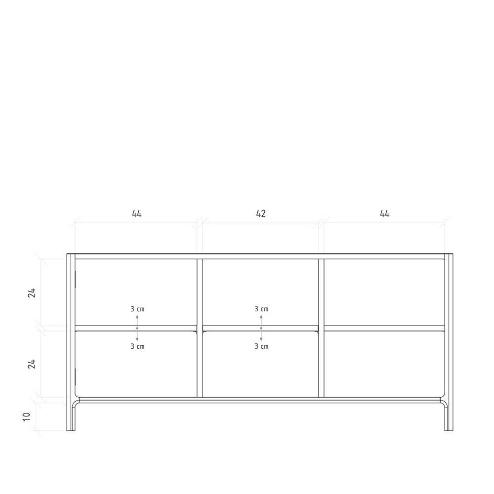 140 cm Kommode mit Türen und Fächern - Laida