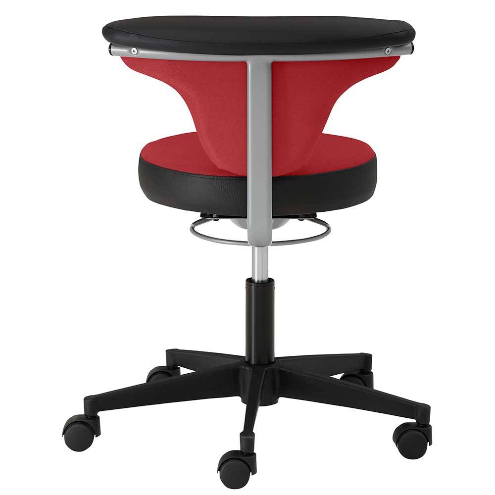 Office Hocker mit Lehne in Rot Schwarz - Winter