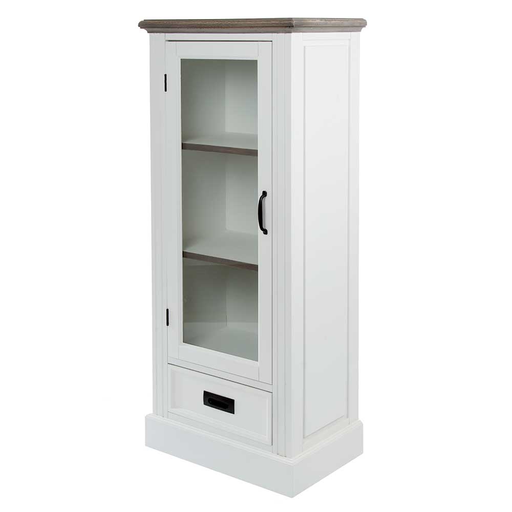 54x130x36 Landhaus Vitrine mit Tür & Schublade - Bleaks
