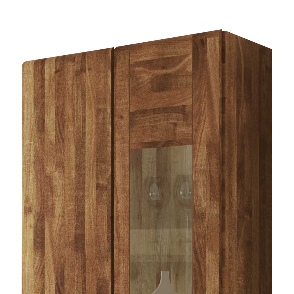 Hängevitrine aus massiver Wildeiche, obere Sektion mit Glastür und Holzmaserung – Vaskov